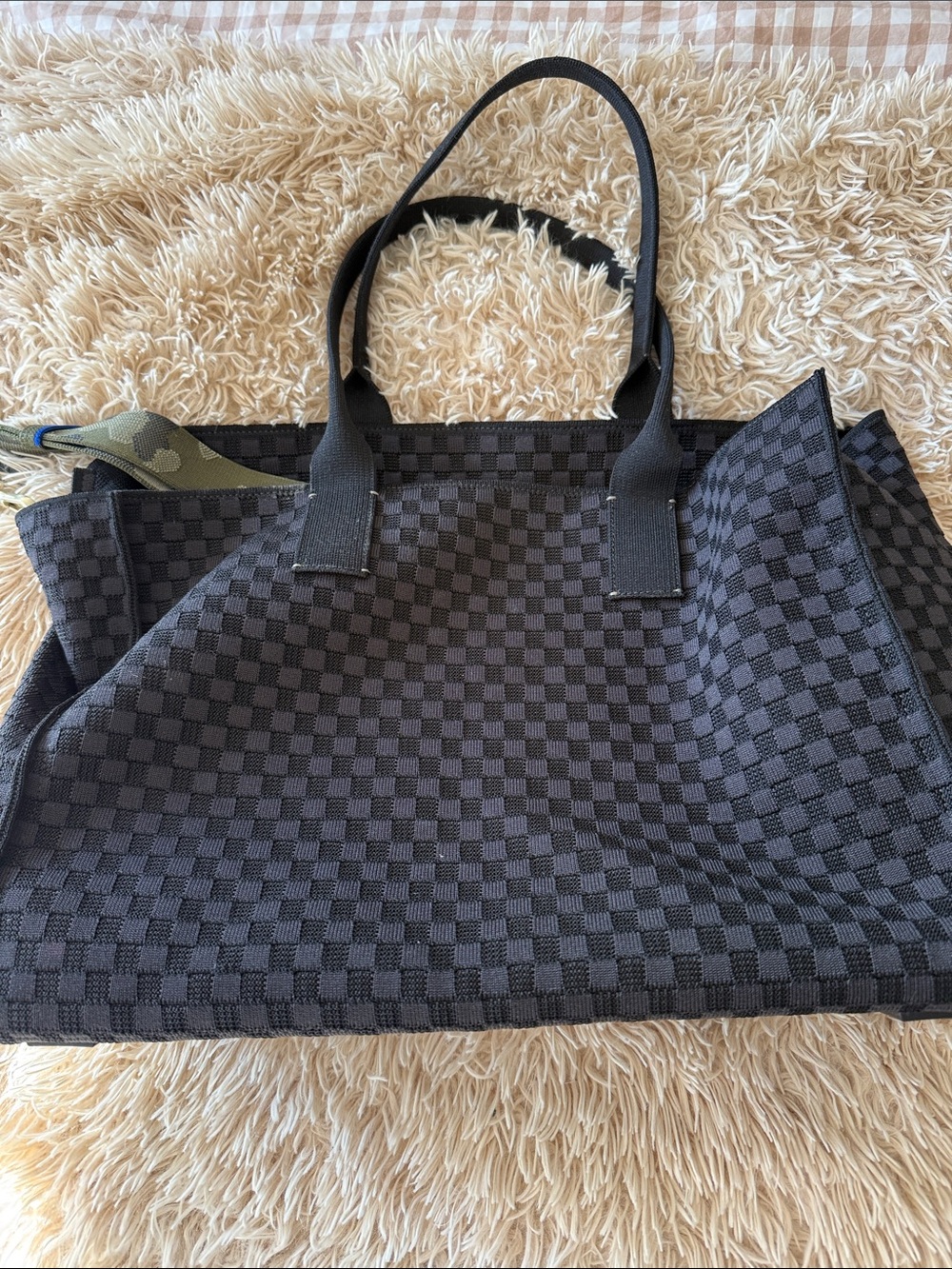 Rothy's Black Checkered Tote Laptop Bag